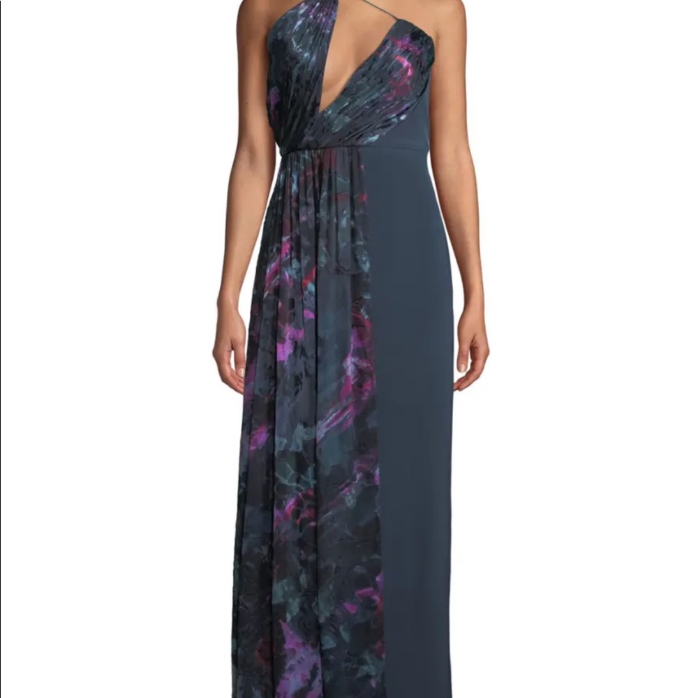 Cushnie Twisted-Neck Sleeveless Combo Crepe Evening Gown